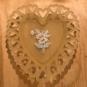 Westmoreland glass hand painted heart plate